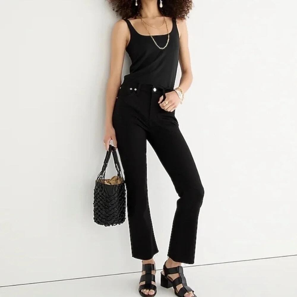 J. Crew 9" Demi Boot Crop Jean Denim Stay Black Wash Style BK647 Size 29 Preppy